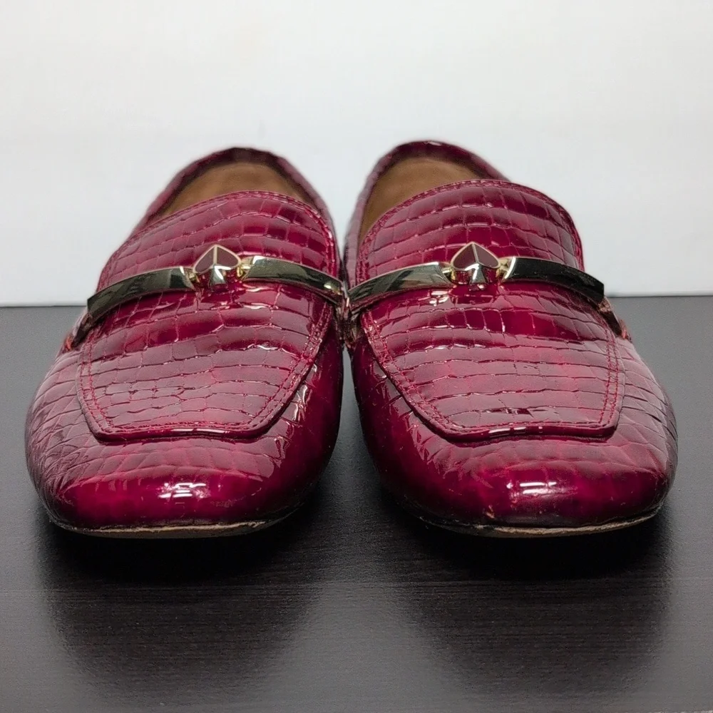 Kate Spade New York Lana Croc-embossed red loafers woman's size 7.5 - Picture 10 of 16